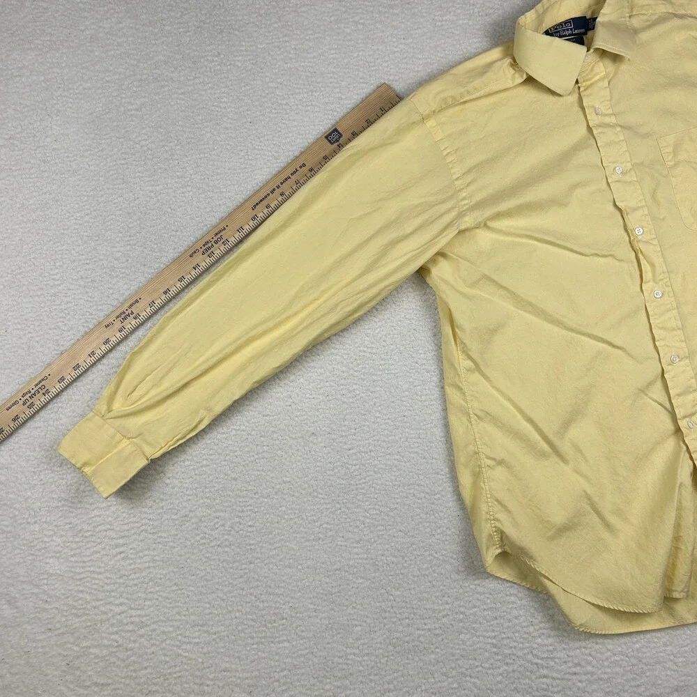 Polo Ralph Lauren Shirt Mens 16 Classic Fit Yellow Button Down Durham Dress